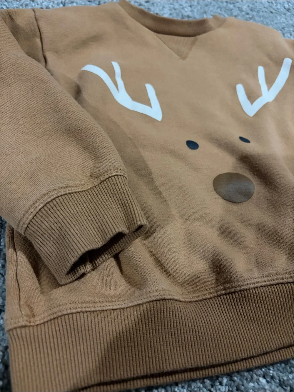 Kids Tan Reindeer Graphic Sweatshirt - Cozy Crewneck